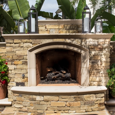 Stacked Stone Fireplace