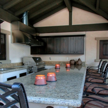 Outdoor Kitchen with Large Bar Seating Area