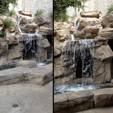 Large Rock Waterfall with Spa in Small Yard