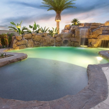 Rock Pool with Reef Step and Large Rock Waterfall Wall