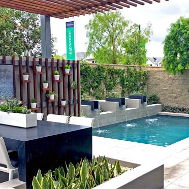 Small Modern Swimming Pool with Outdoor Patio Area