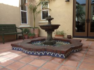 water fountain, water feature, masonry, hardscape