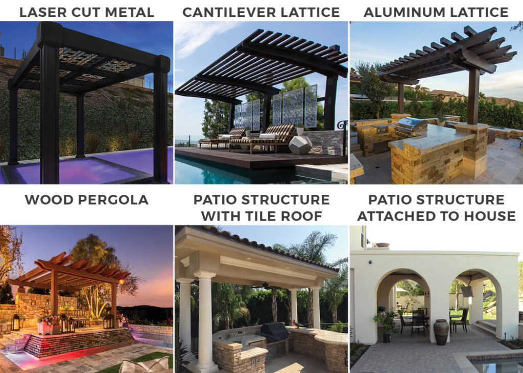 Outdoor Patio Structure, Cantilever Patio, Lattice Cover, Pergola